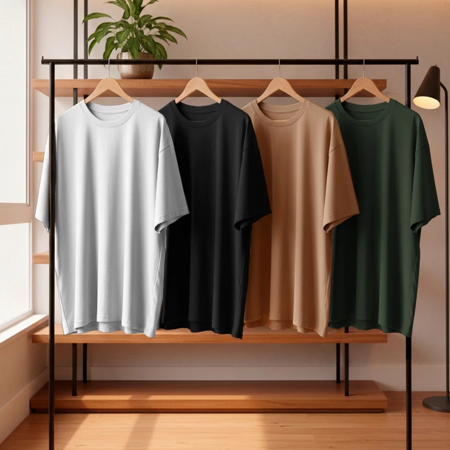 Kit 4 Camisetas Oversized Masculina Lisa Básica Streetwear Manga Mais Comprida Tamanhos Especiais P ao G2