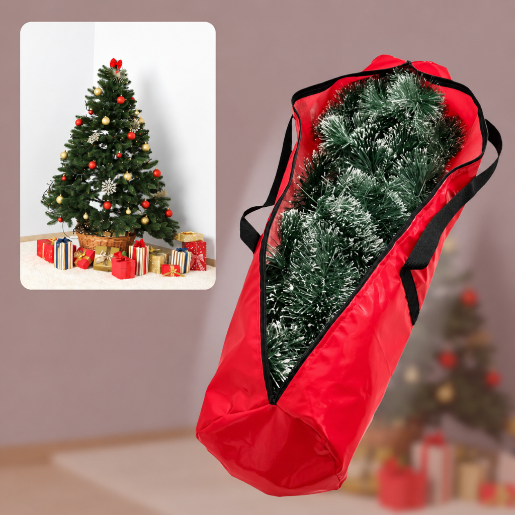 Capa Bolsa Para Árvore De Natal Impermeável Vermelha Organizador Para Armazenar Proteção