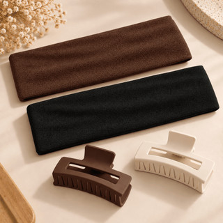Faixas de Cabelo Kit com 1, 3, 4 ou 5 Faixas, Branco, Preto, Marrom e Bege, Penteados e Esportes