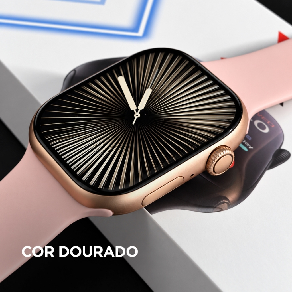 RELÓGIO SMARTWATCH S10 PRO Microwear| chat GPT em |1GB|Tradutor de Idiomas|Capinha | DOURADO - 2 pulseiras