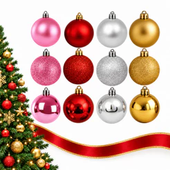 Kit 15 e 30 Bolinhas Enfeite Árvore De Natal 3cm Mista Lisa Fosca Glitter Decoração Natalina Vermelha e Dourada