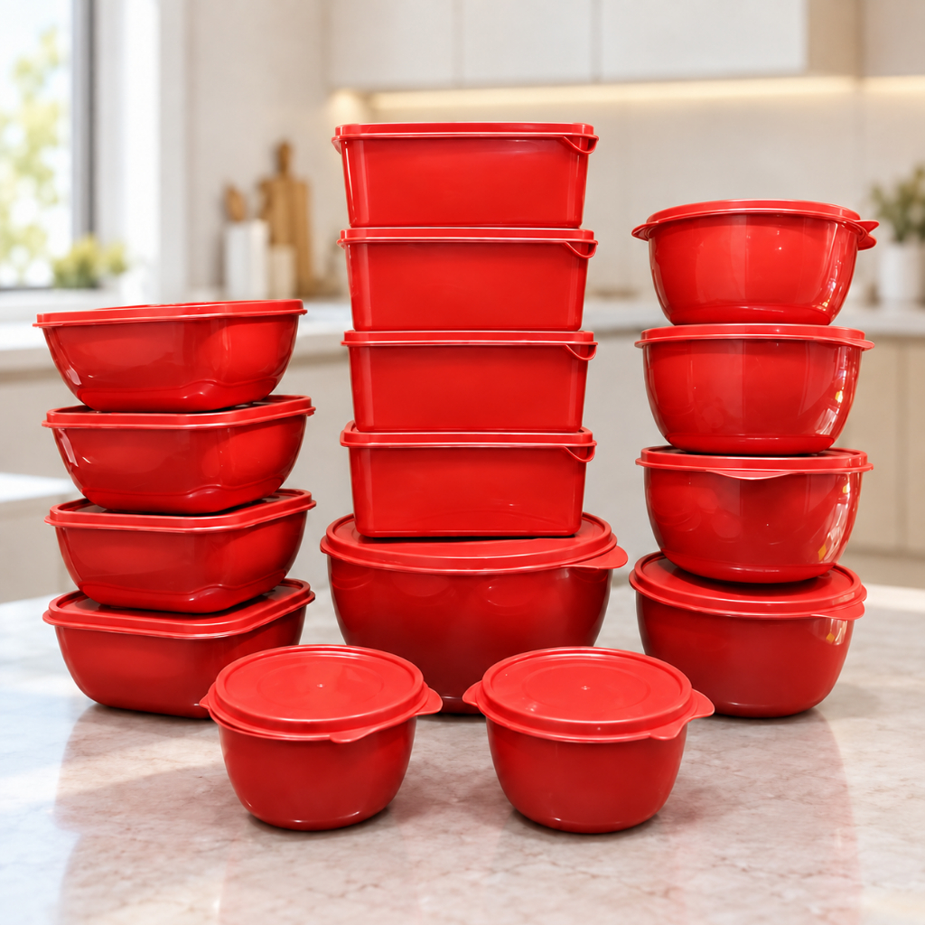 Kit 15 Potes Bowl Plástico com Tampa – Marmita Cozinha, Freezer, Micro-ondas e Lava-Louças.