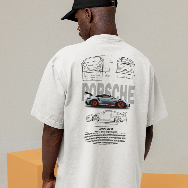 Camiseta Oversized Porsche Unissex Estampada Automotiva Estilo Streetwear Casual Confortável Moderna e Versátil