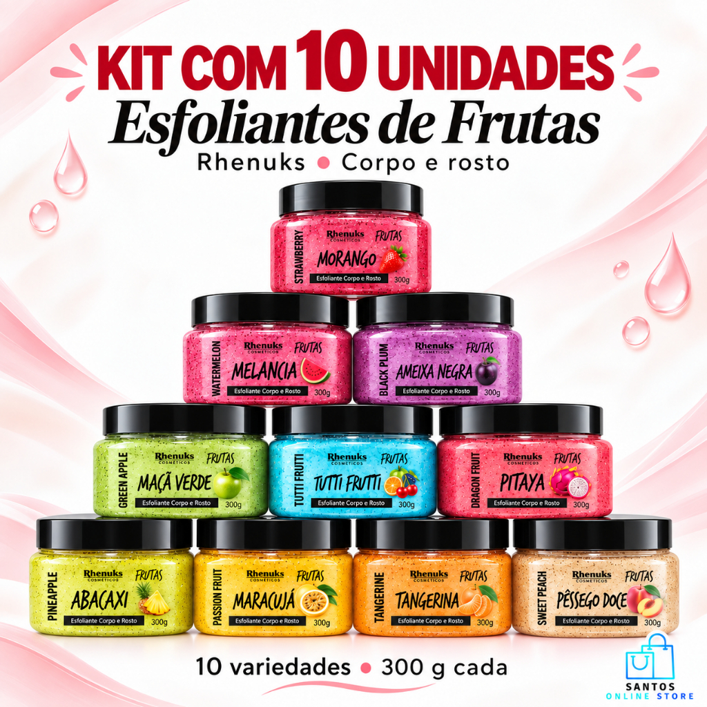 Kit 10 Esfoliante 300g Diversas fragrâncias - revenda, distribuição