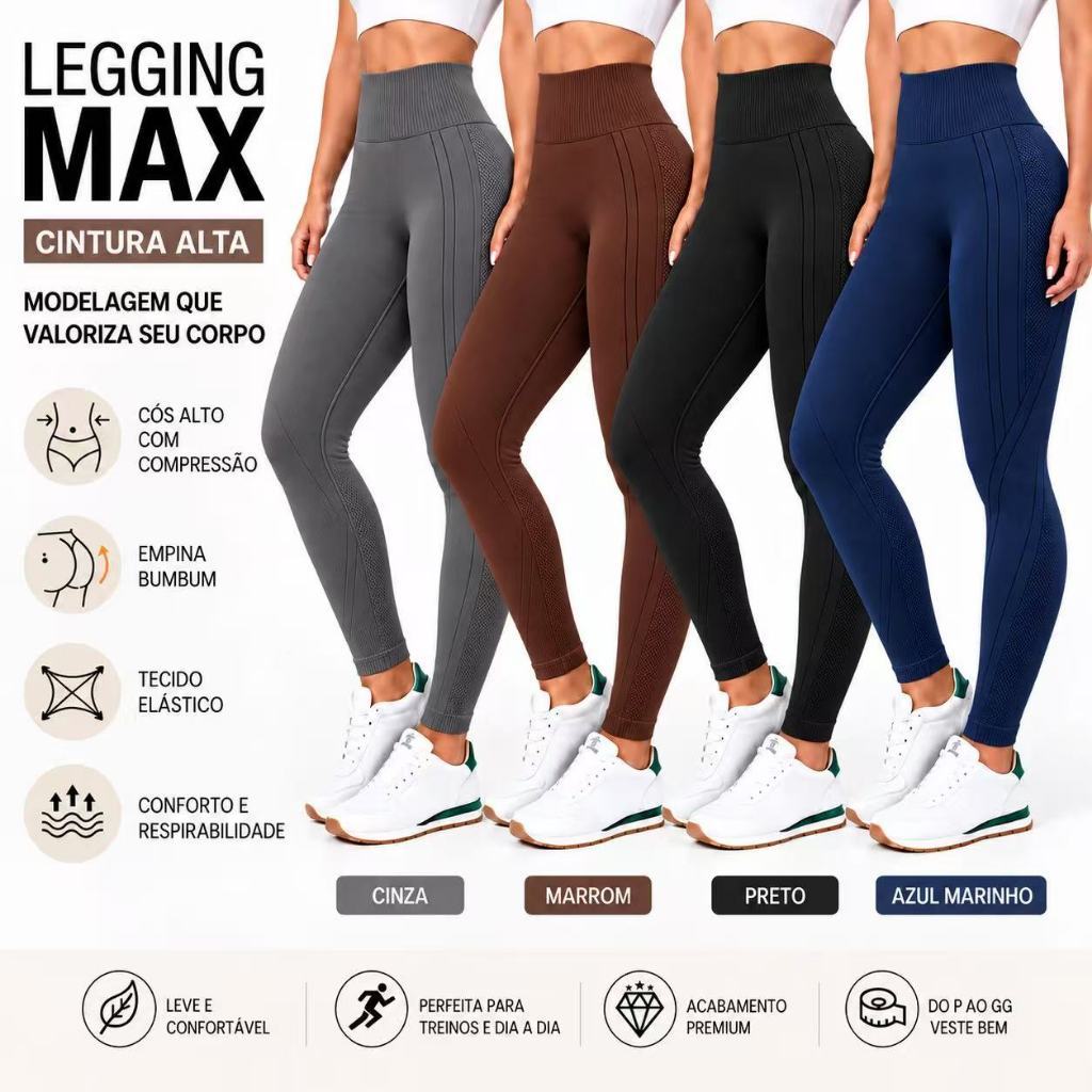 Calça Legging Com Cós Alto Ventilação Estratégica E Flexibilidade Para Treinos Sem Transparência