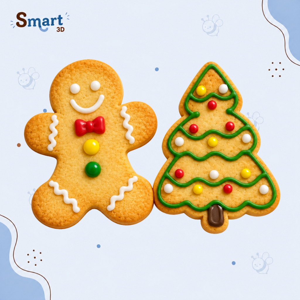 Cortadores e Marcador De Biscoito Natal - Kit ginger /Árvore - Pasta Americana molde Biscuit 7cm
