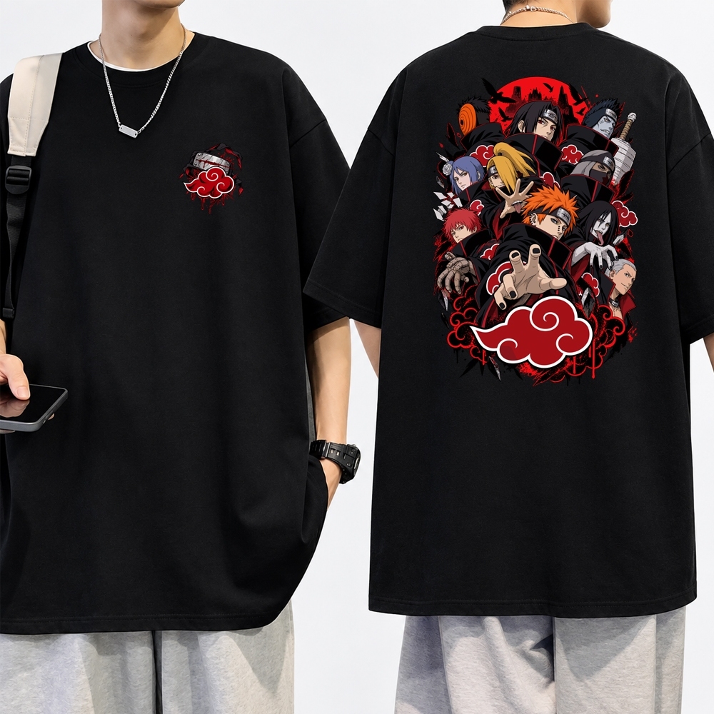 Camiseta Naruto Anime Akatsuki Personagens 100% Algodão Unissex Plus Size Infantil Estampada Várias Cores