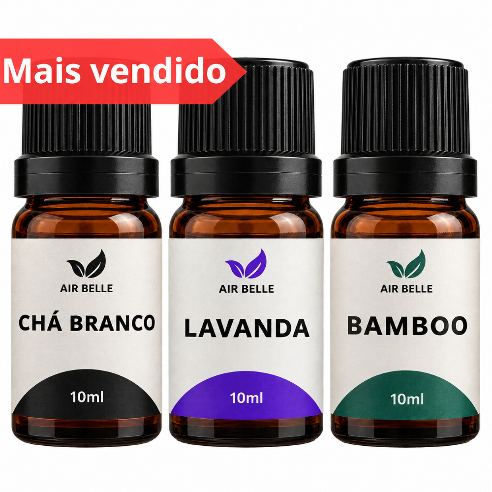 Kit 3 Essências Concentradas Aromatizador Difusor Umidificador Lavanda Bamboo Chá Branco Hidrossolúvel Óleo Essencial