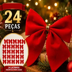 Laços Lacinhos Para Árvore de Natal Enfeite Decoração Natalina Vermelho Luxo