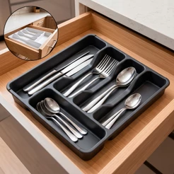 Porta Talher De Gaveta Organizador Com Divisórias Cozinha Suporte Separador Talheres Versátil