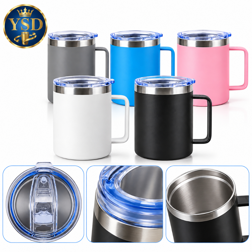 Caneca Térmica Aço Inox com Alça Tampa Vedação Copo Térmico para Café e Bebidas
