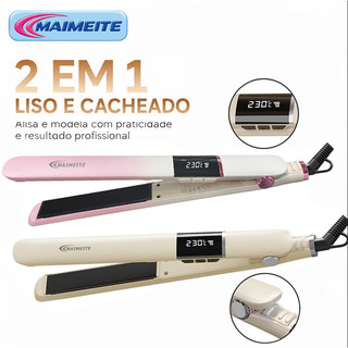 MAIMEITE Chapinha De Cabelo 2 Em 1 com Função de Modelador de Cachos Profissional Bivolt com Display de LED