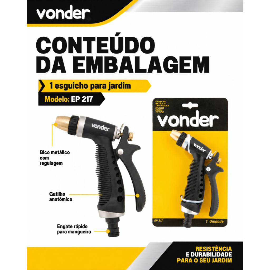 Esguicho Mangueira Metal Vonder Metálico Tipo Pistola Ep 217 — imagem 2 de 2