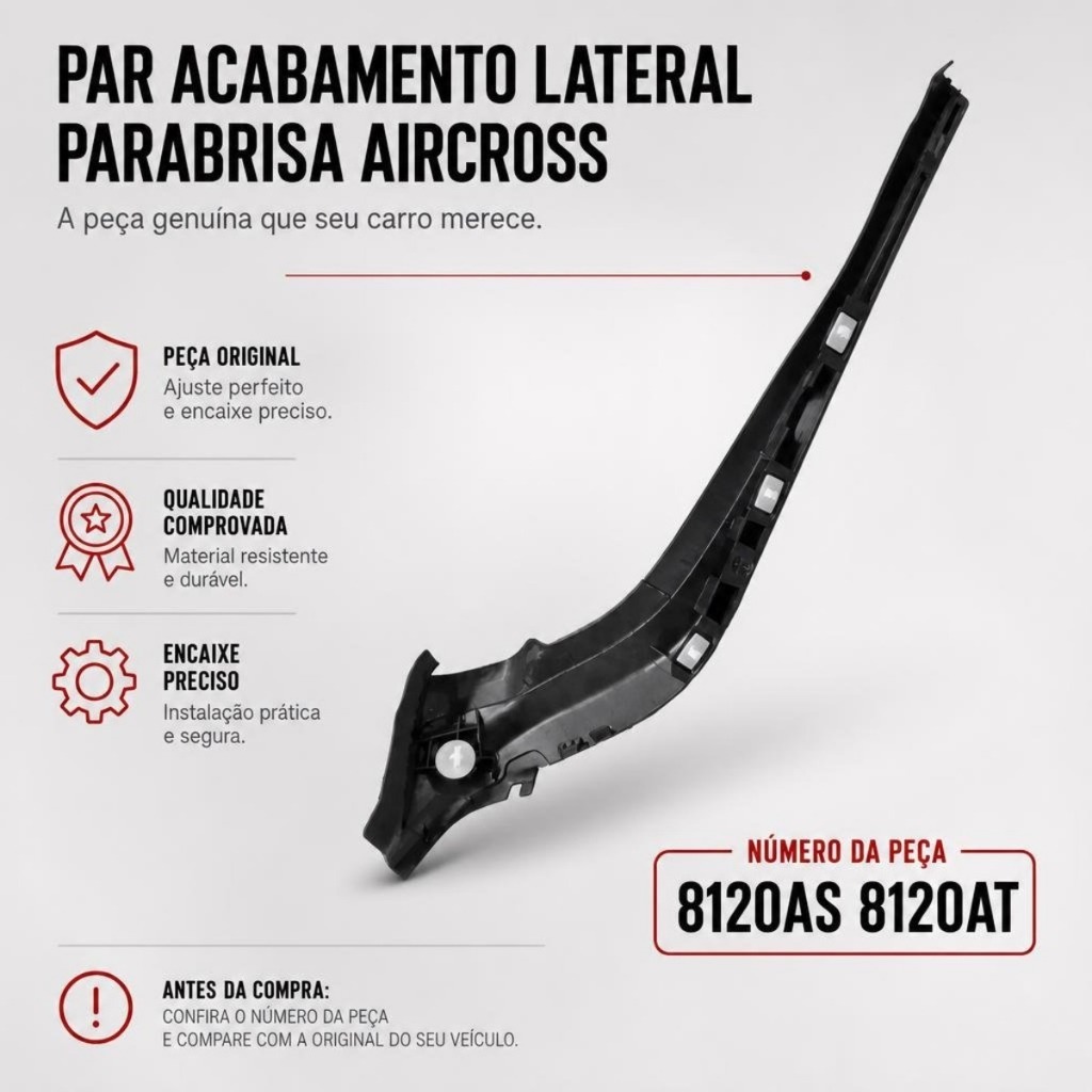 Moldura Lateral Esq e Direita Vidro Picasso Aircross Citroën 8120at 8120as — imagem 2 de 2