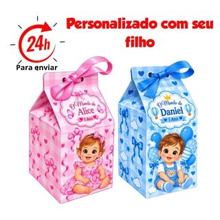 Caixinha Milk Personalizada com foto filho para festa de aniversário