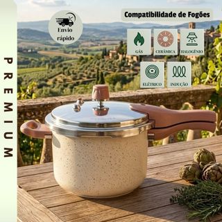 Panela de Pressão Antiaderente 4,4 L Oikos Para Todos Tipos de Fogão Indução Gás Elétrico Cerâmica Halogênio