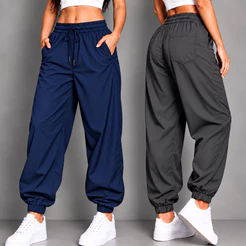 Kit 2 Calças Jogger Tactel Leve Feminina Modelagem Ampla Confortável Academia Treino Casual