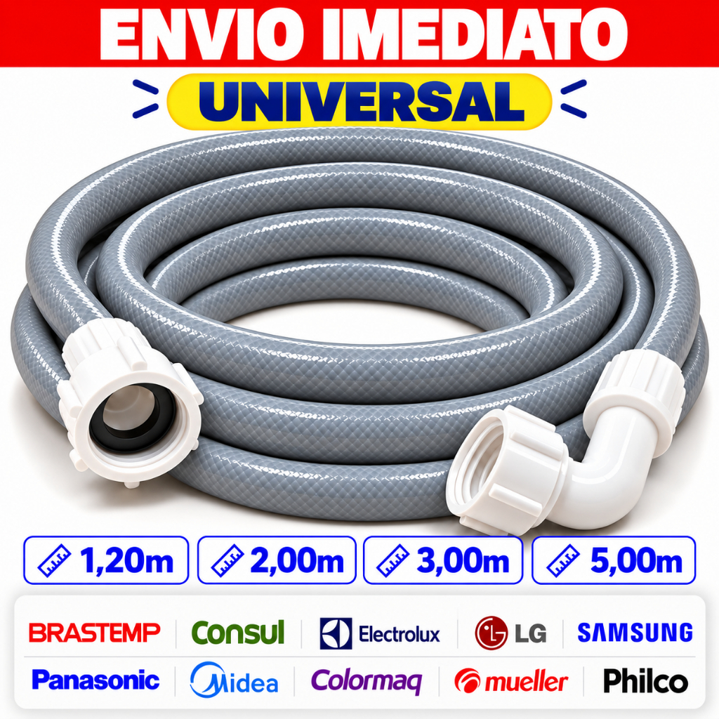 Mangueira de Maquina de Lavar Lava Loucas Tanquinho Eletrolux Brastemp Original Entrada de Agua Universal Resistente