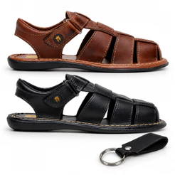 COMBO 2 SANDALIAS COURO MASCULINO CATERRPILLAR ADULTO CONFORTAVEL