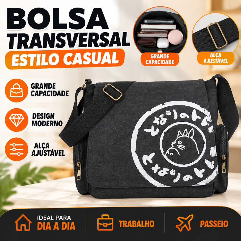 Bolsa Transversal Tiracolo De Lona Grande Capacidade Mensageiro Casual Unissex Com Alça Ajustável Para Trabalho Viagem