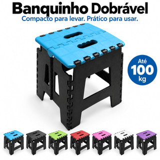 Banquinho Dobrável 100kg Compacto Portátil Plástico Reforçado Camping Pesca Multifuncional Resistente