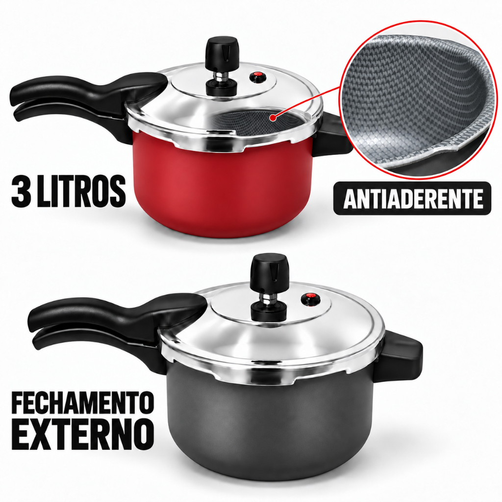 Panela de Pressão Fechamento Externo 3 Litros Antiaderente Alegrete Promoção Desconto Vermelha Cinza — R$ 139,90 na Shopee