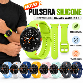 Pulseira Premium de Silicone Para Smartwatch Samsung Galaxy Watch 9 8 44mm 40mm