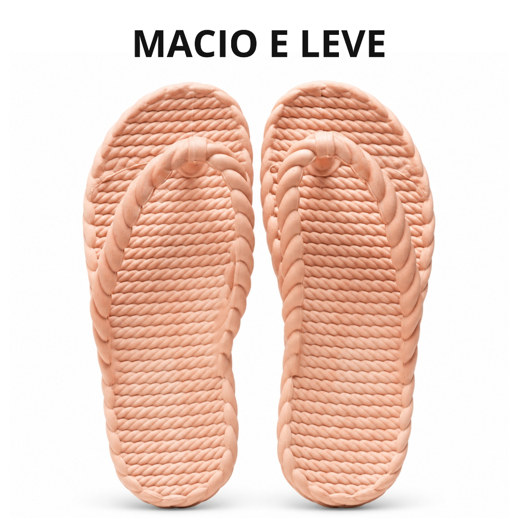 Sandália Chinelo Feminina Trançada Confortável Antiderrapante Flexível Macia Leve