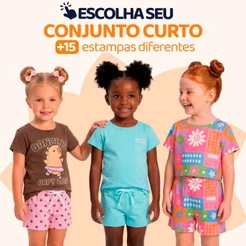 Escolha Seu Conjunto de Menina Infantil Feminino Verão Manga Curta Roupa para Menina em Algodão Tamanhos 2 Ao 10 L22