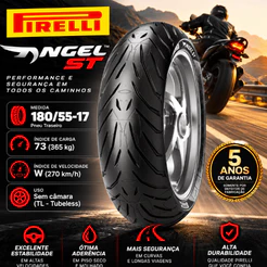 Pneu Traseiro Pirelli Angel ST 180/55-17 73W Yamaha MT-07 MT-09 Honda CB650F CB650R Hornet Kawasaki Z800 Z900