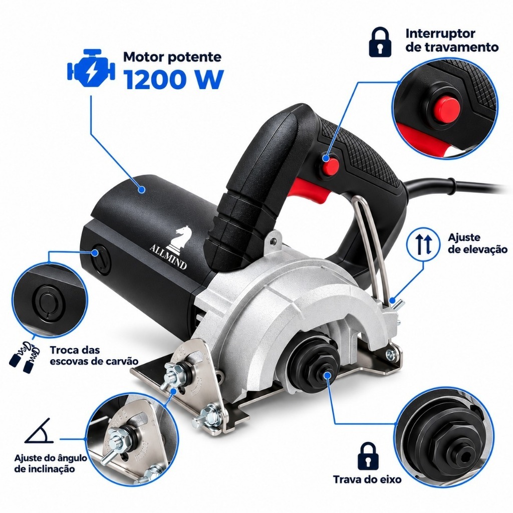 Serra Marmore Tipo Makita Profissional 2 Discos Madeira Piso Com Acessorios 1350w · foto 2