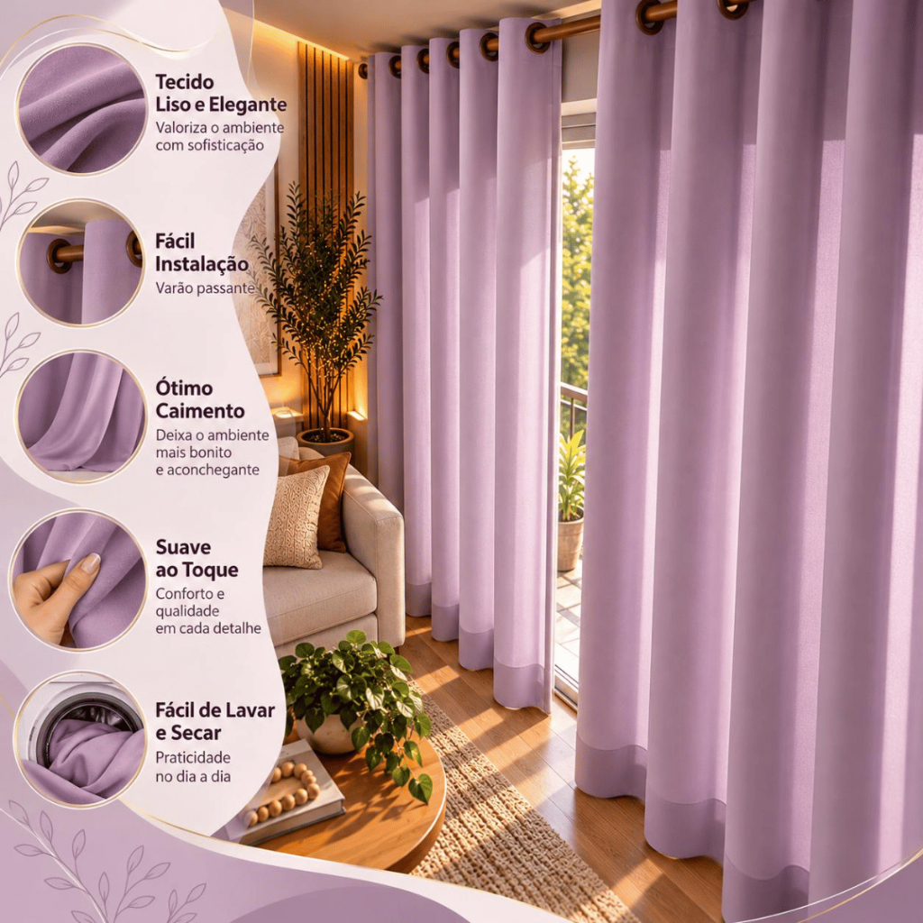 Cortina PREMIUM 3,00 x 2,50 metros Decoração Sala, Quarto, Escritório Envio ja — imagem 2 de 2