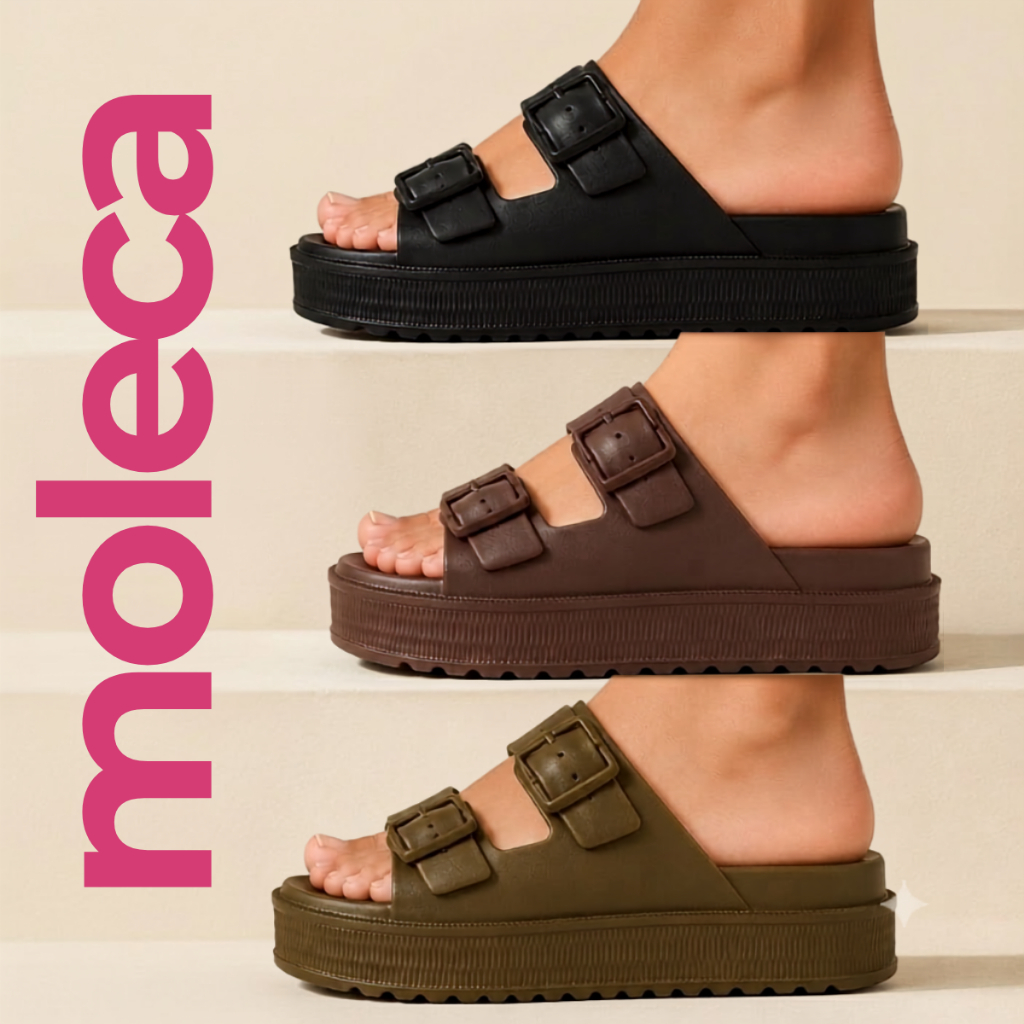 Sandália Moleca Plataforma Feminina Papete Birken Confortável Estilo Nuvem Original