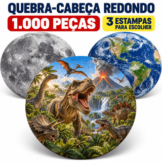 Quebra-Cabeça Dinossauro Circular 1000 Peças Puzzle Gigante 64cm Educativo Infantil Adulto