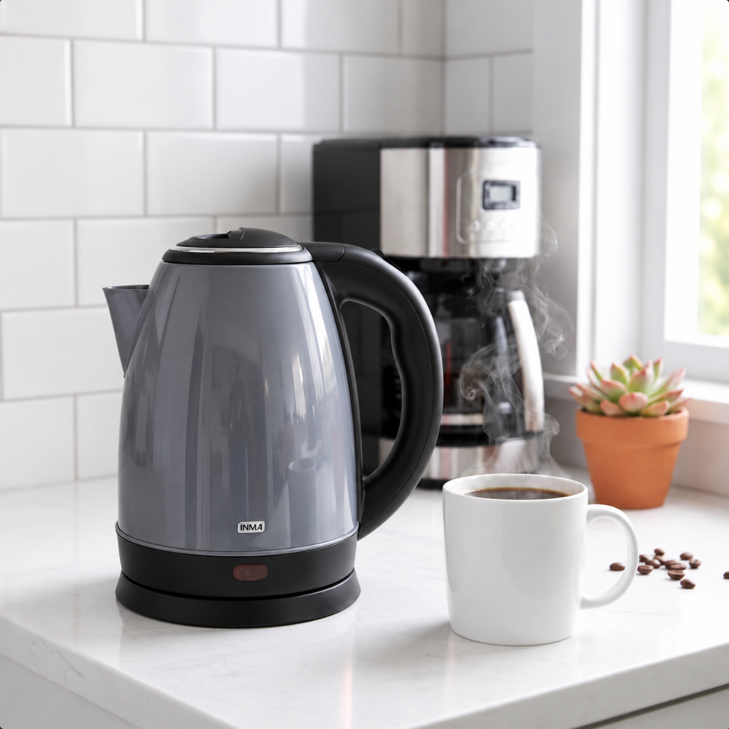 Chaleira Elétrica Jarra 1.8L Café Chá Inox 110v ou 220v Cinza