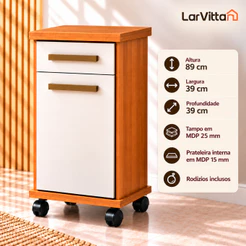 Balcão Palmas 1 Porta 1 Gaveta com Rodízios 39cm MDP para Cozinha e Área de Serviço