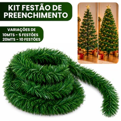 Kit 20 Metros Festão Preenchimento Enfeite Árvore de Natal 8cm Decoração Natalina para Árvores