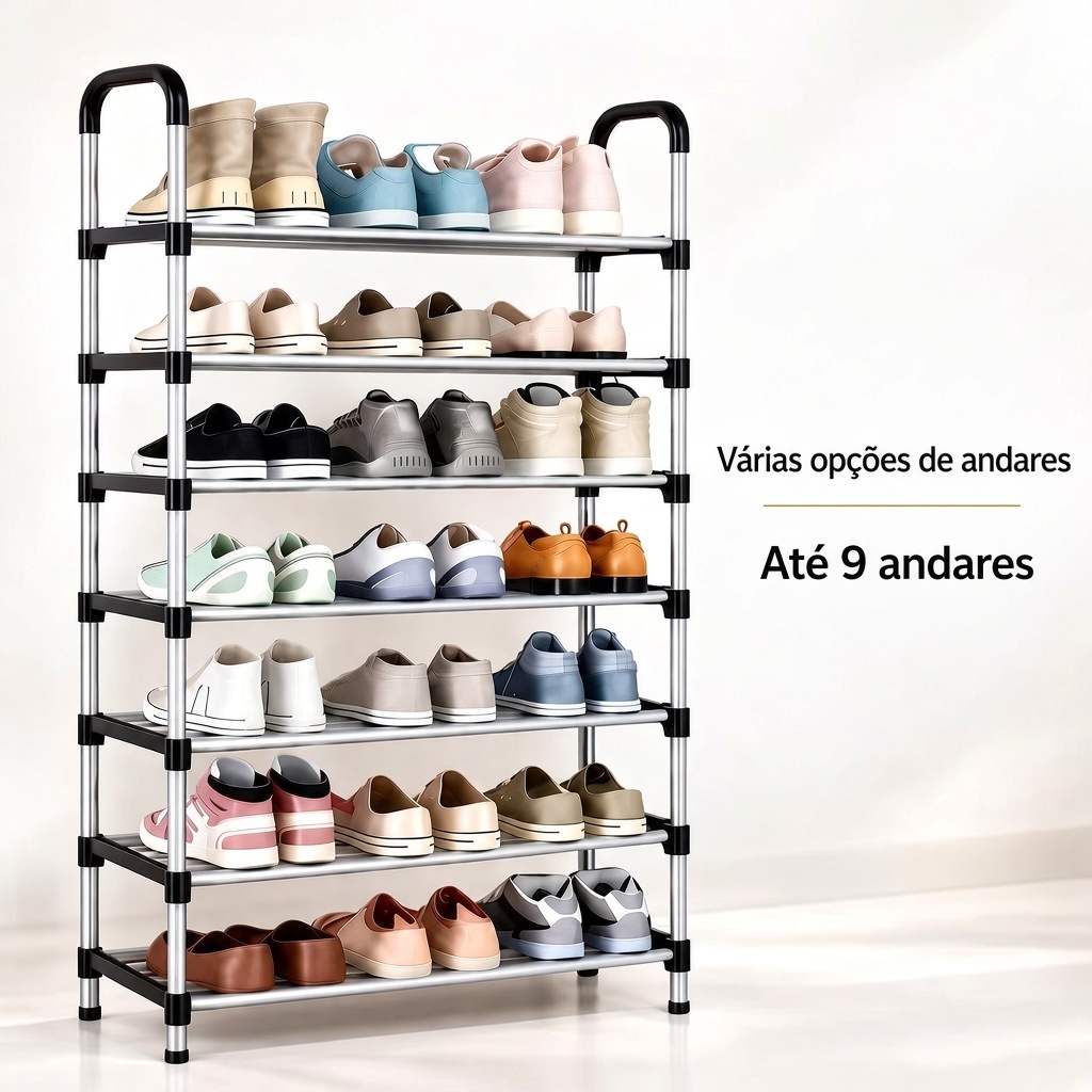 Sapateira Sem Capa 3 a 9 Andares Desmontável Organizador de Sapatos para Quarto e Entrada