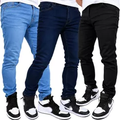 KIT COM 3 CALÇAS JEANS SLIM FIT PREMIUM DENIM COM LYCRA