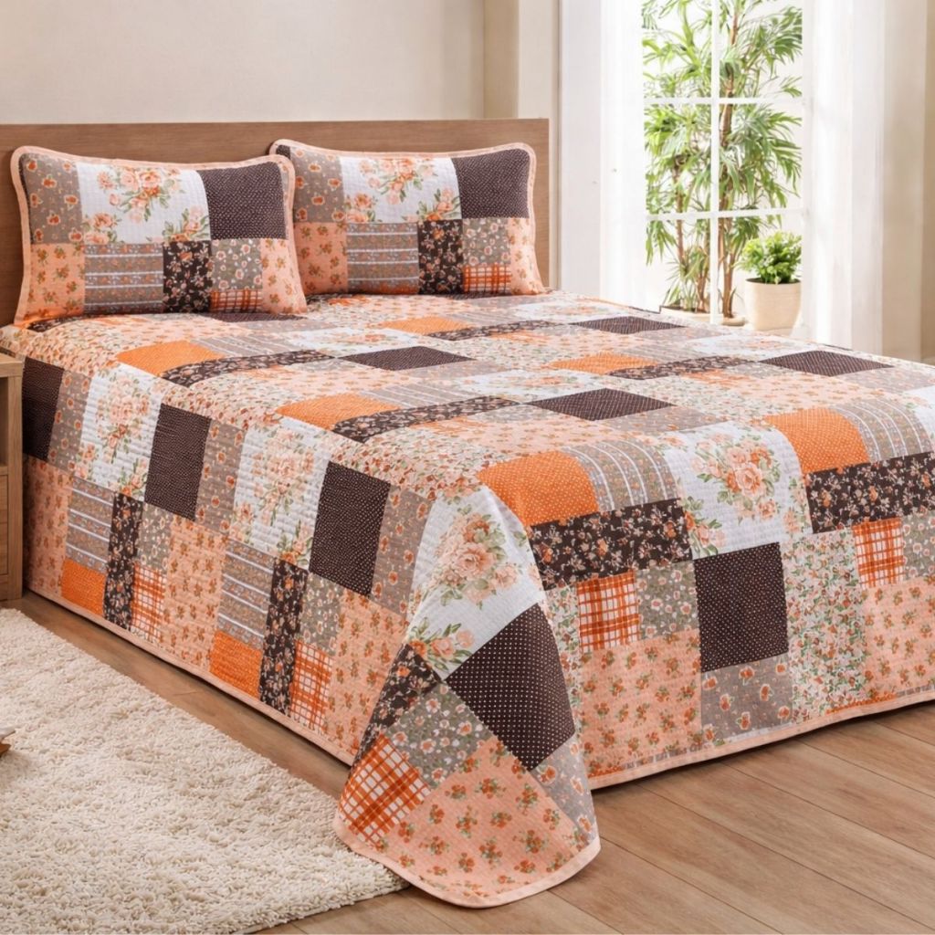 Colcha Cobre Leito Casal Padrão Piquet Estampado 3 Peças em Oferta na Shopee