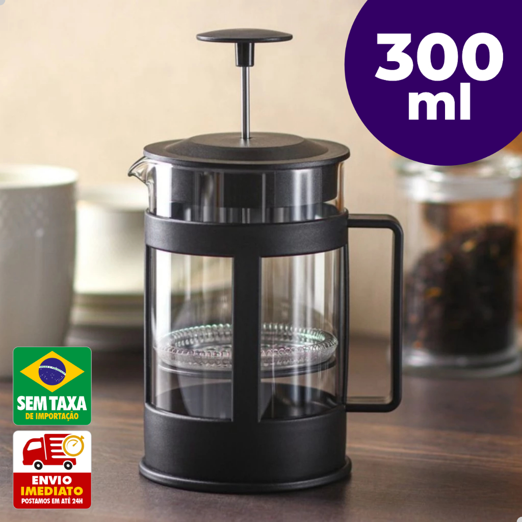 Cafeteira Prensa Francesa 300ml Café Chá Leite Vidro Barista Cafeteira Manual
