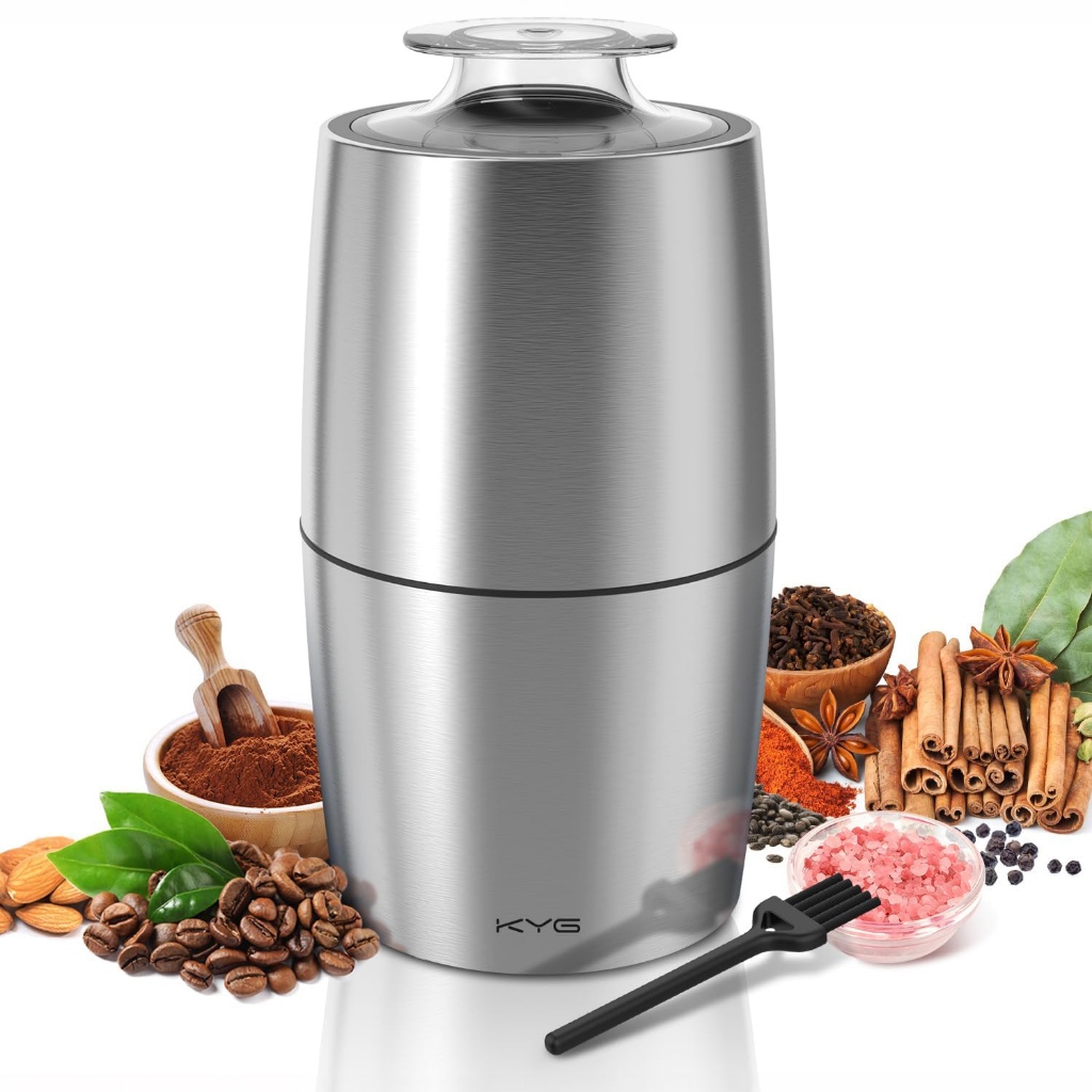 Imagem Moedor de Café Elétrico Inox Silencioso Triturador de Grãos Temperos e Especiarias Bivolt Automático para Cozinha Domést