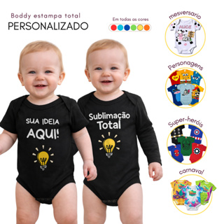 body para bebe Personalizado carnaval abada mesversario body personagem body abada personalizado sublimado body manga em Oferta na Shopee
