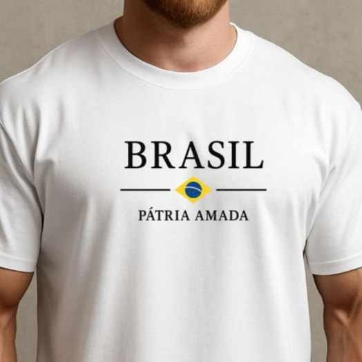 Camiseta Camisa T-shirt Masculina 100%Algodão Copa do Mundo Bandeira do Brasil Seleção Brasileira
