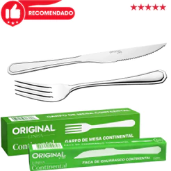 Kit 24 peças 12 Garfos e 12 Facas Inox Continental Premium Buffet Restaurante Cozinha