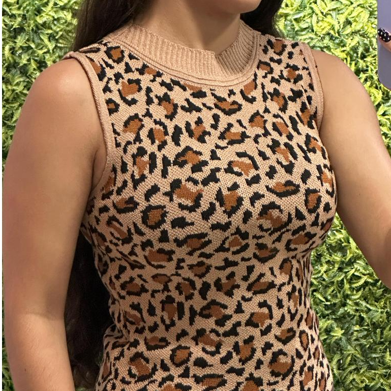 Blusa Feminina Estilosa Inverno Animal Print Tricô Modal  Oncinha Tricot