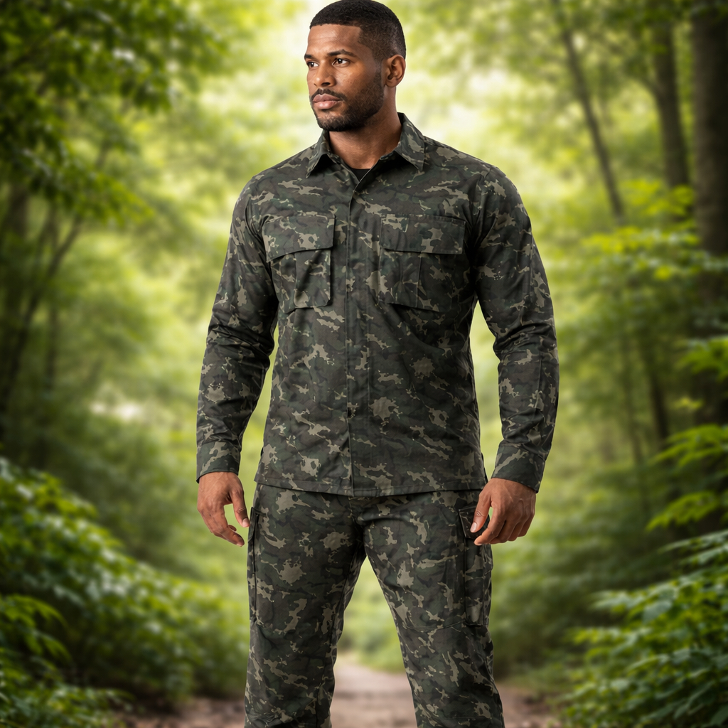 Conjunto Camuflado Masculino Roupa Tática Gandola e Calça Para Paintball AirSoft Caça P ao GG