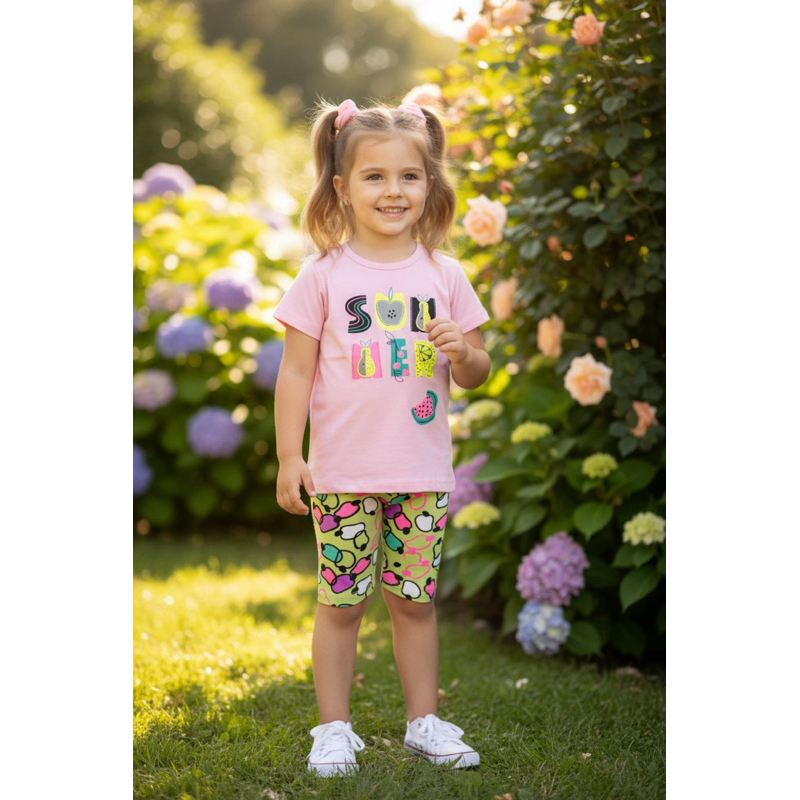 Conjunto Infantil Feminino Verão Estampado Tamanho 8 – Catolele