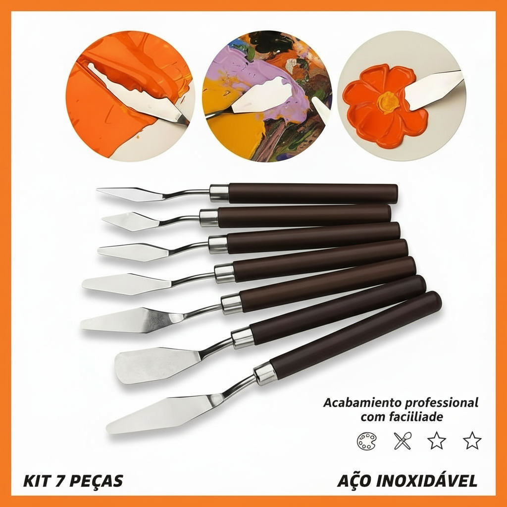 Conjunto com 7 facas de aço inoxidável para pintura a óleo, espátulas para artistas e ferramentas de desenho em Oferta na Shopee