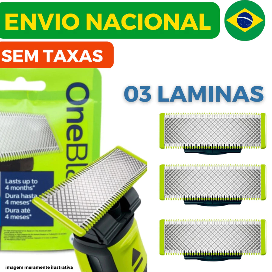 Lâmina Refil Duplo Compatível Barbeador Philips OneBlade Reposição QP14x QP25x QP26x QP27x QP28x QP65x QP66x